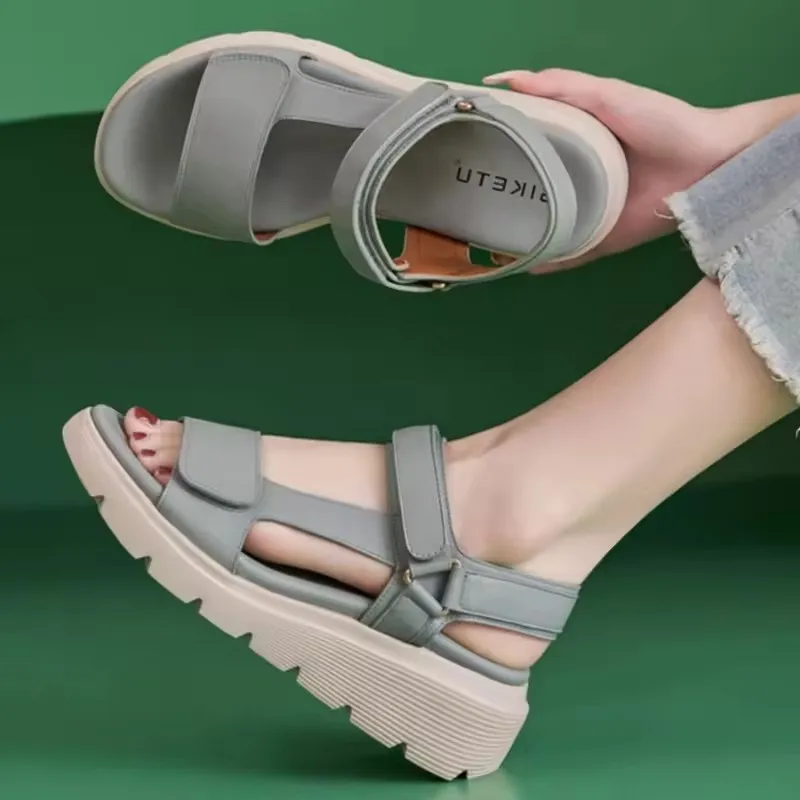 Women's Sandals Summer Casual Elegant PU Soft Non-Slip Comfort Light Beach Sea Wedges Platform Roman Shoes