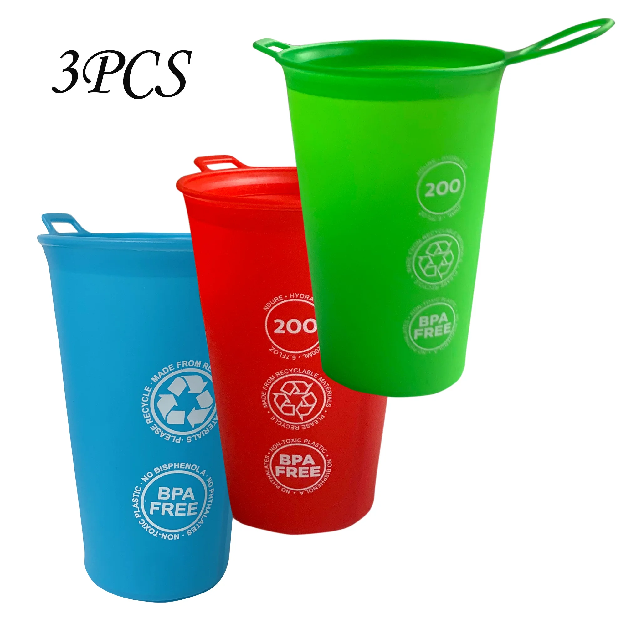 Bottiglia d'acqua da escursionismo colorata da 200 ml Tazza per bevande pieghevole morbida portatile Tazza per bere all'aperto riutilizzabile per la corsa con lo zaino in spalla