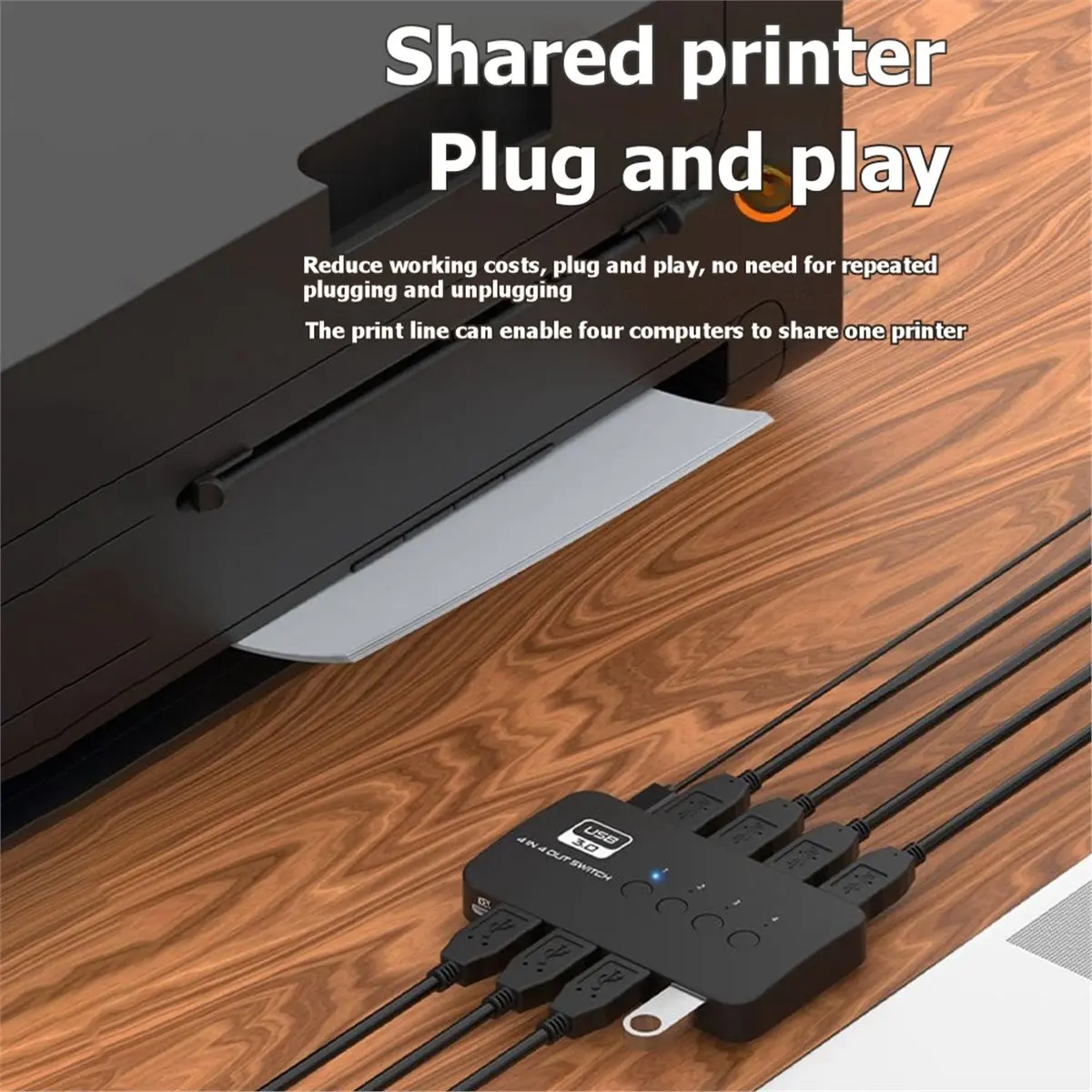 

USB KVM-переключатель, 2 входа, 4 выхода, адаптер для подключения принтера, для компьютера, клавиатуры, мыши, контроллера