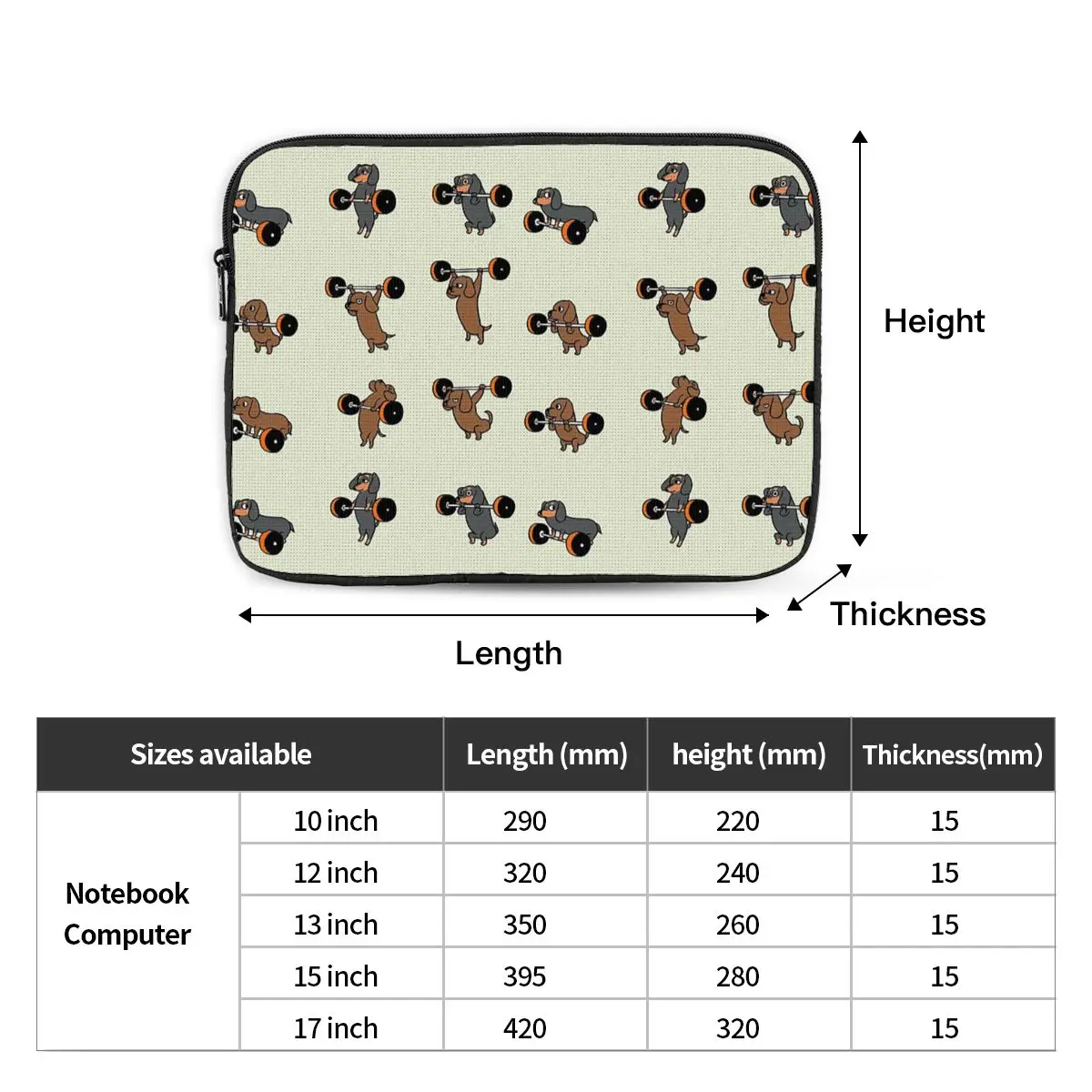 Lifting Dachshund Notebook Laptop Bag Case Pouch 10 12 13 15 17 Inch For Macbook Air Pro Tablet Shockproof Case Bag