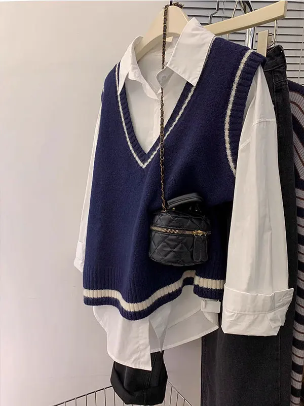 Ay v-ne gilet tricoté femmes début printemps automne hiver Svel vêtements d'extérieur pull épaulette superposition débardeur