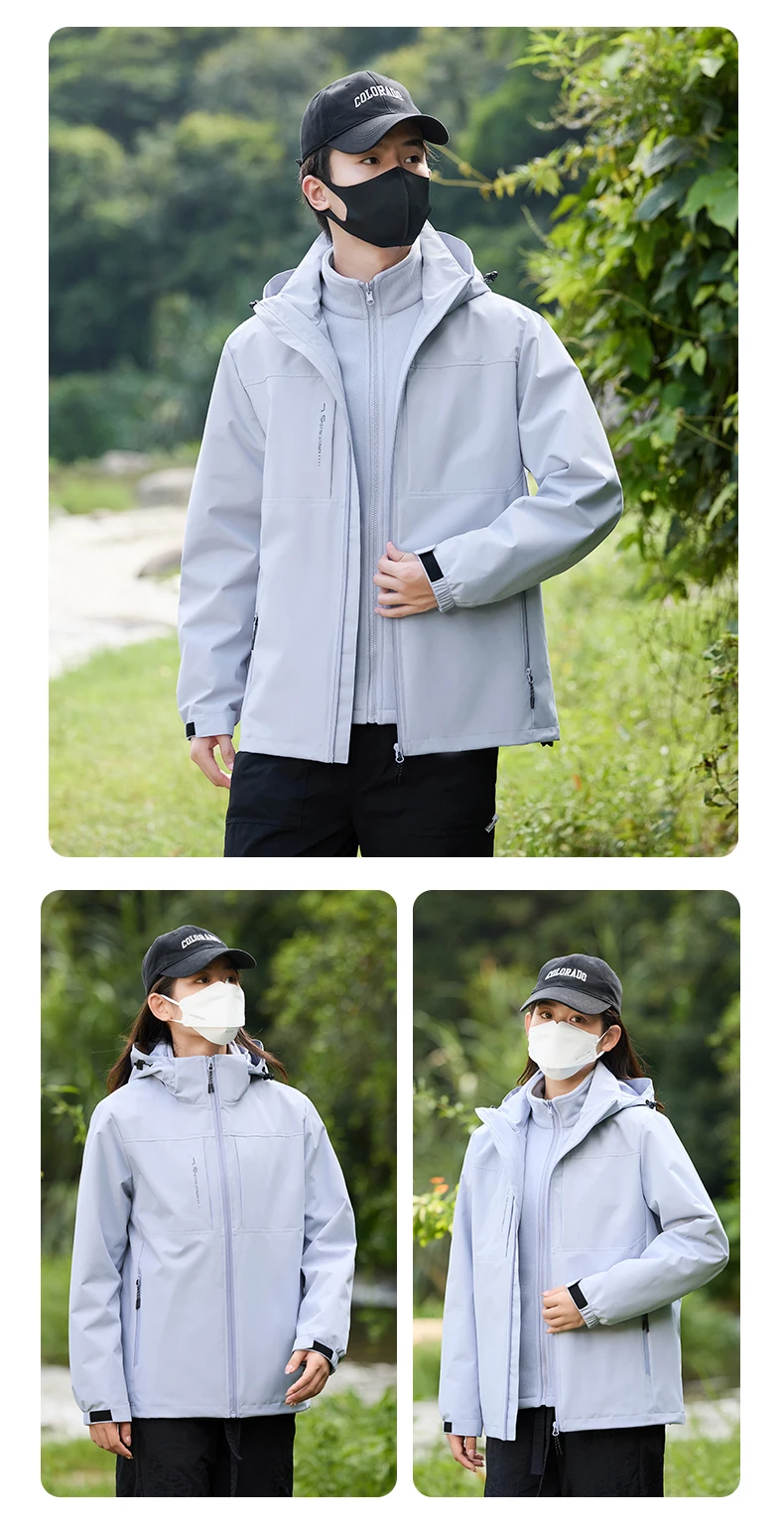 LNGXO 3-in-1-Winterjacke, Unisex, wasserdicht, winddicht, warm, Windjacke, austauschbare Fleecejacke, Wandern, Klettern, Camping – Detail 24