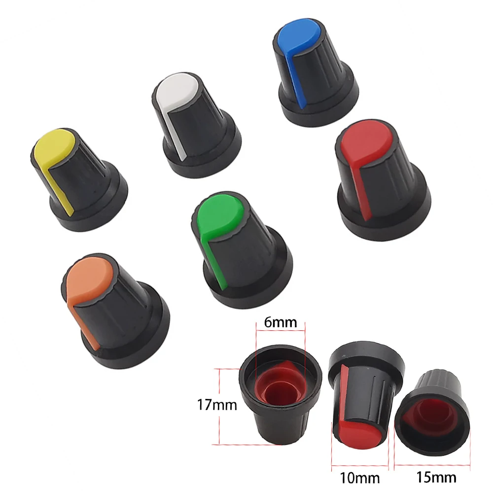 10Pcs Potentiometer Knob Cap WH148 15X17mm 6mm Threaded Knurled Knobs Caps Shaft Hole AG2 Yellow Orange Blue White Red Green