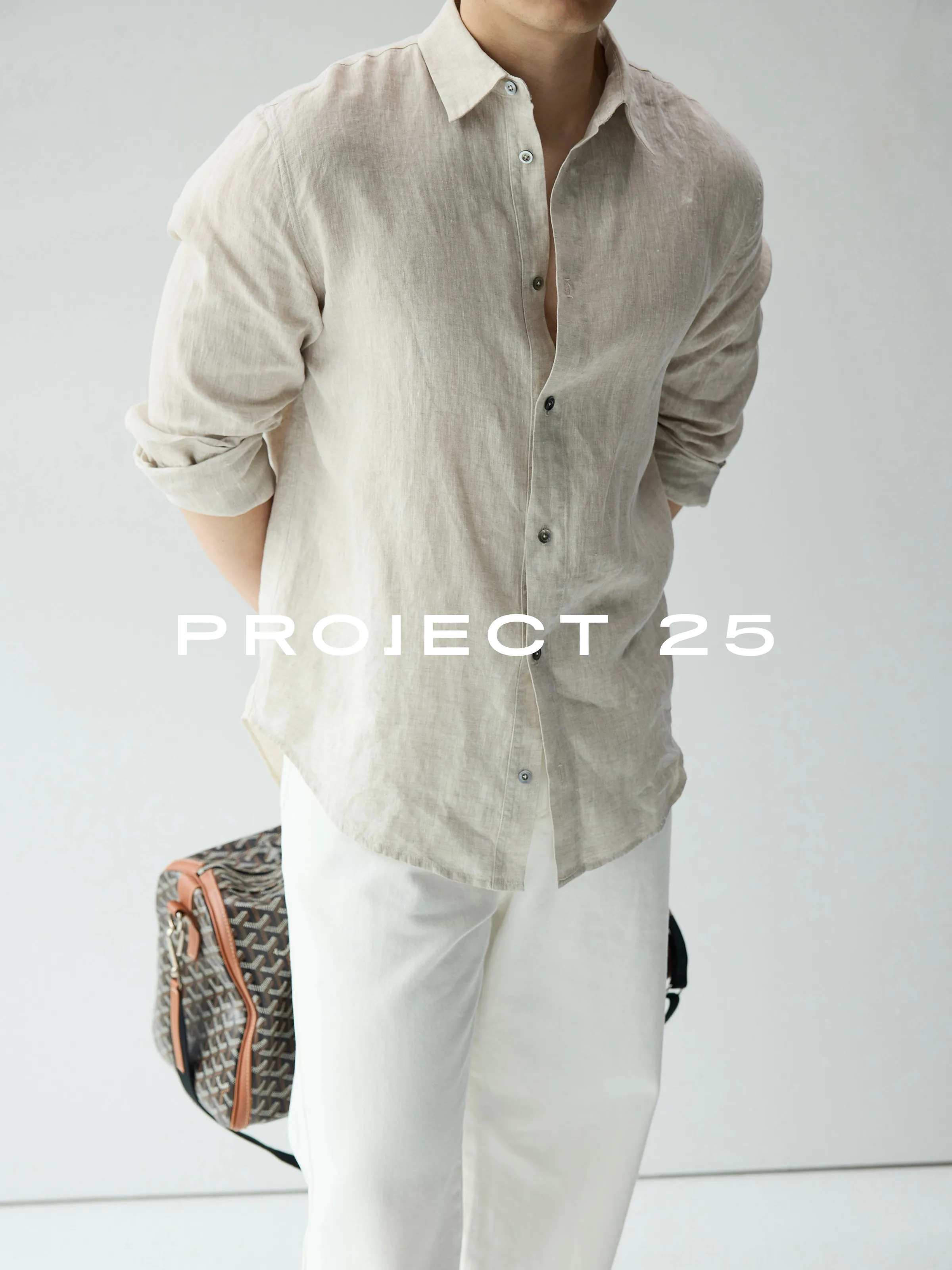 PROJECT 25 Men's 100% Linen Long-Sleeve Shirt – Lightweight & Breathable, Relaxed 