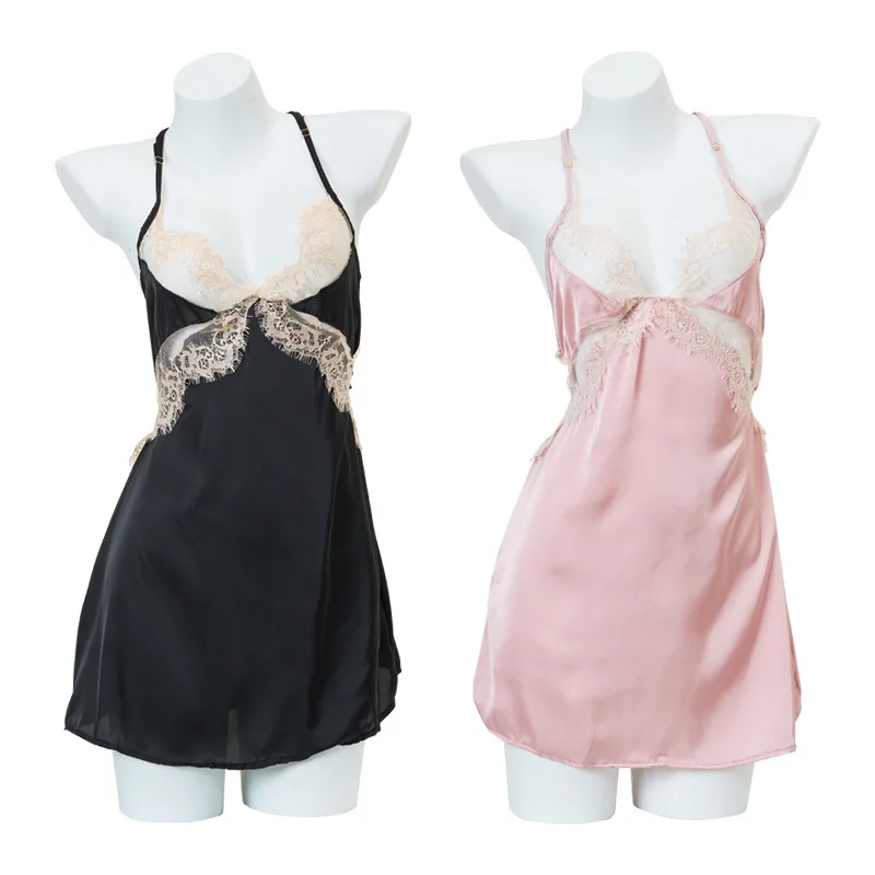 

2025 New Hollow Out Nightgown Women Temptation Sexy Lace Night Dress Female Beauty Back Bandage Sleepwear Suspender Homewear