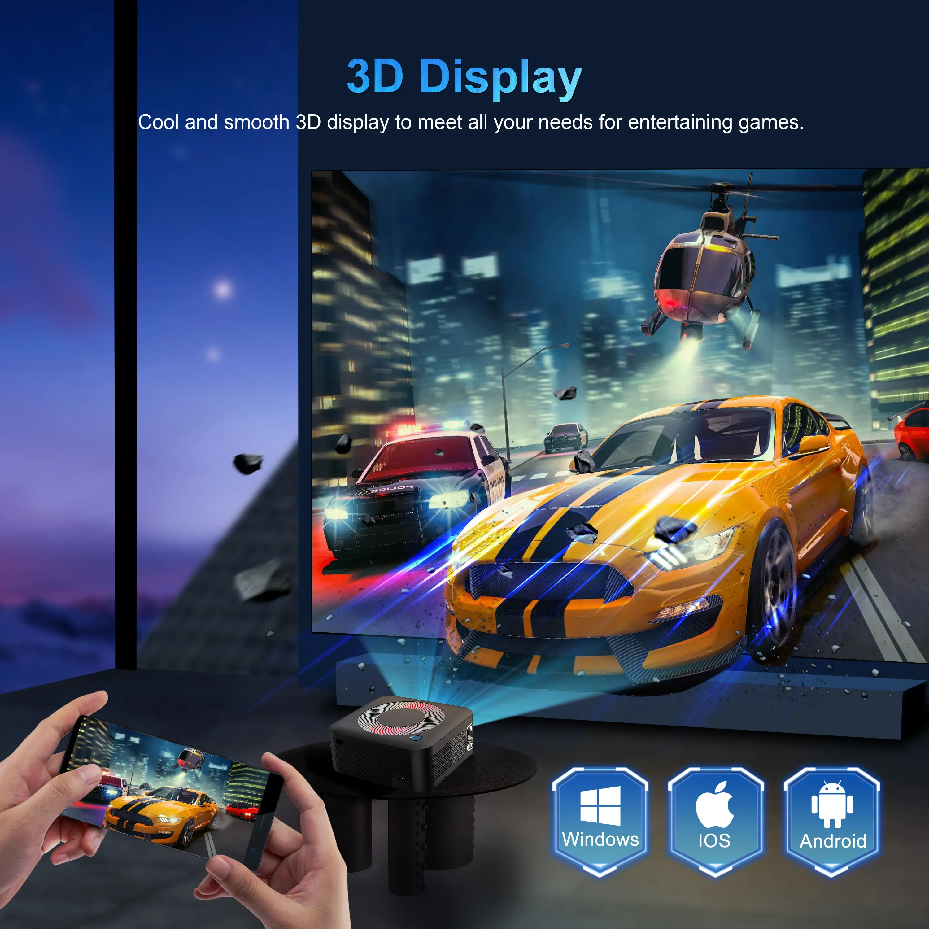 YDH-X5 ホットセール ミニLCD 4Kレーザープロジェクター 1080P 1200ルーメン Android 11 スマート音声リモコン ホームシアタープロジェクター