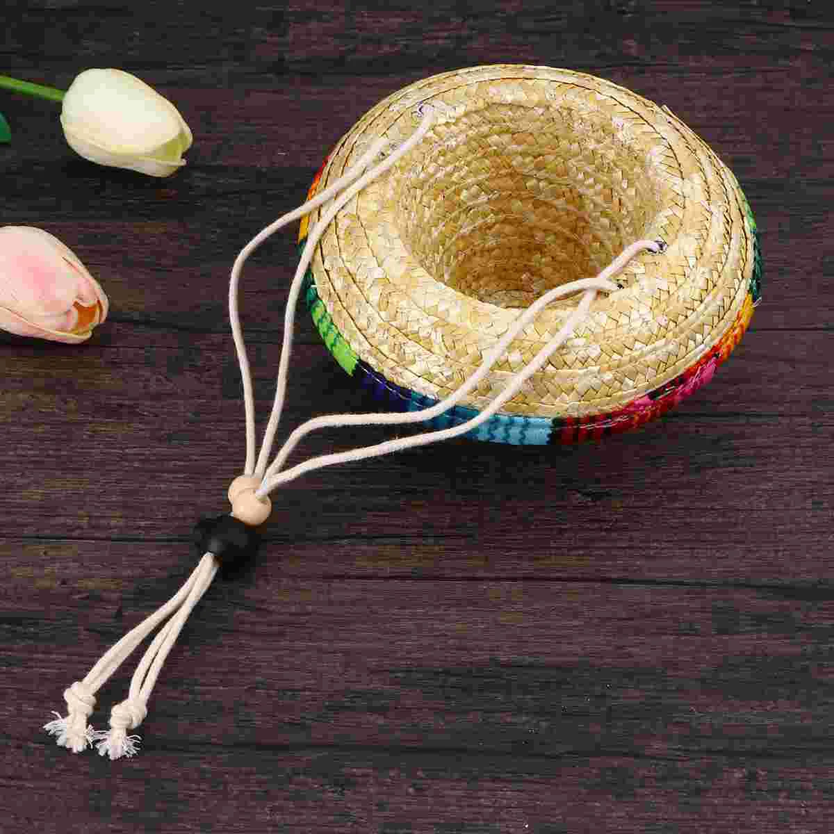 Mexican Party Supplies Dog Sombrero Cap Chihuahua Cosplay Clothes Poncho Hat Small