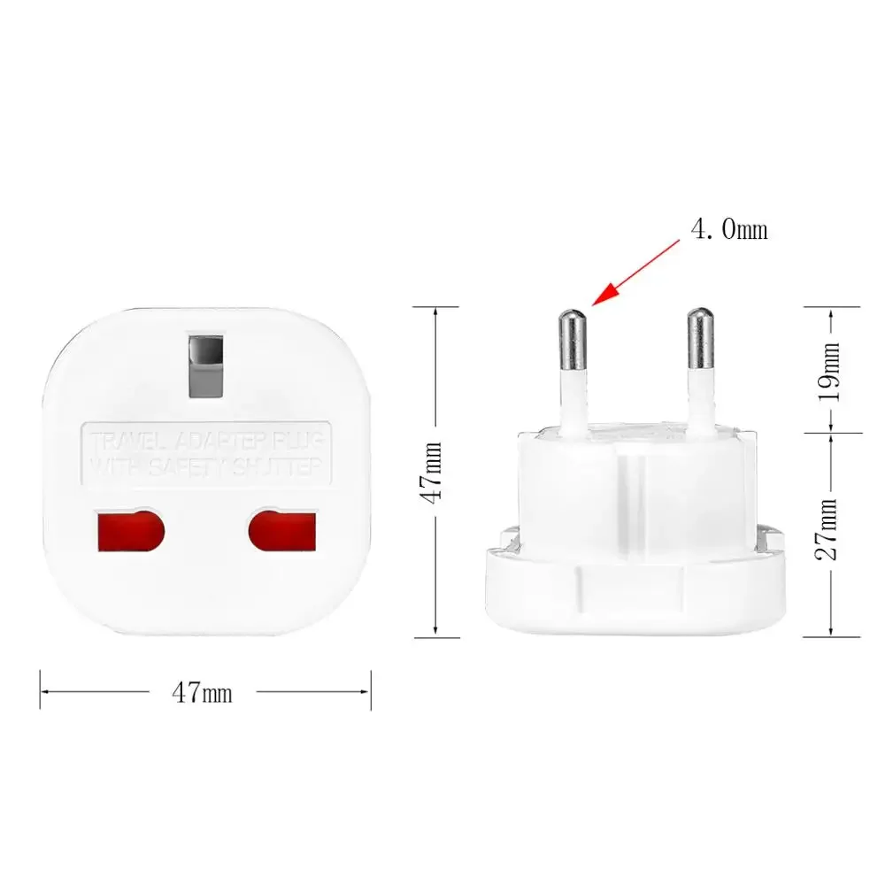 EU Universal Plug UK to EU Converter Euro Travel Adapter 250V Power Adaptor Charger EU Plug Adapter British Scoket Outlet