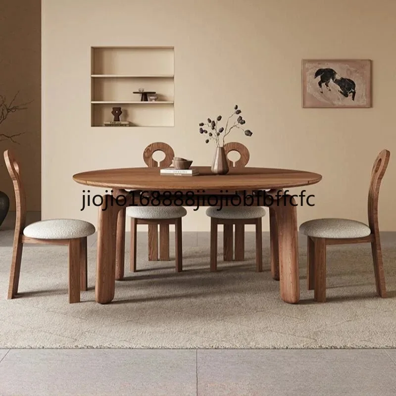 Suitable for All solid wood telescopic variable round table household small apartment ash wood folding dining table