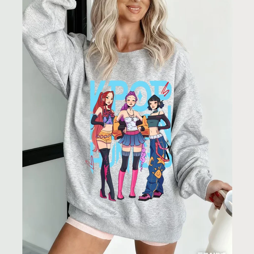 KPop Demon Hunter هوديي المرأة عارضة السترة المطبوعة البلوز سترة للجنسين أزياء الشارع الشهير