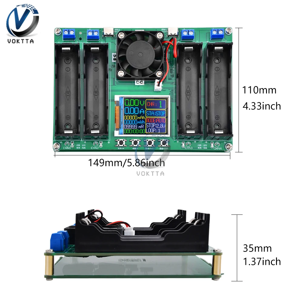 18650 Lithium Battery Capacity Tester Module MAh MWh Digital Battery Power Detector Module 18650 Battery Tester  Module Type-C