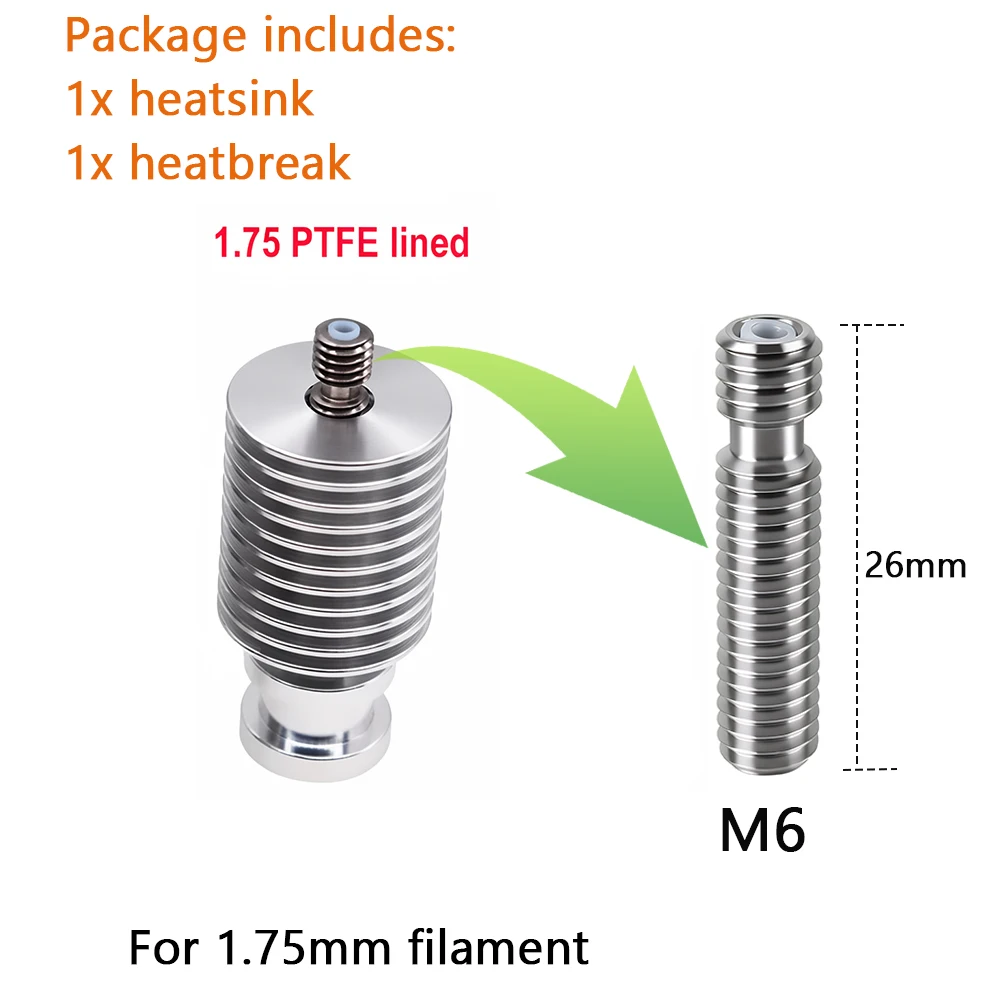 V6 Heat Sink Short Distance J-head Hotend All Metal Wade Block with Heat Break for 1.75mm 3.0mm Filament 3D Printer Parts