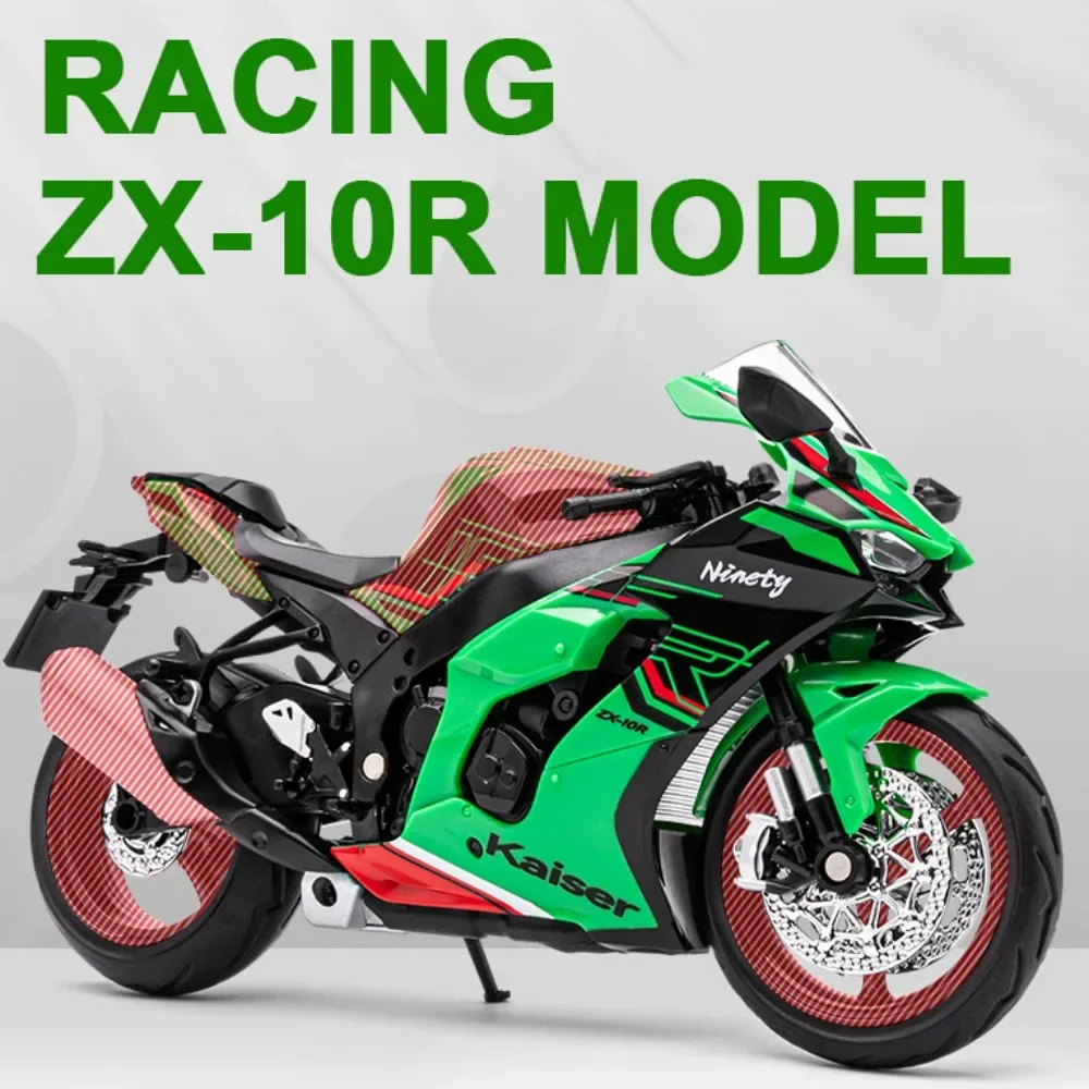 

1:12 ZX-10R миниатюрный мотоцикл, игрушечная модель автомобиля, сплав, литой под давлением звук, свет, переднее колесо, рулевое управление, детский подарок на день рождения