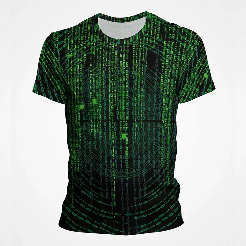 Summer 3D Printed T-shirt Green Matrix Code T Shirt Men Women Fashion Short Sleeve Tee Harajuku Cool Treetwear Casual Tops