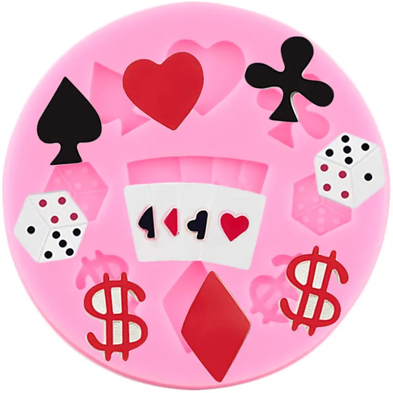 Poker Silicone Molds Alice Wonderland Hat Playing Cards Fondant Mold Baby Party Chocolate Cupcake Fondant Cake Decorating Tools