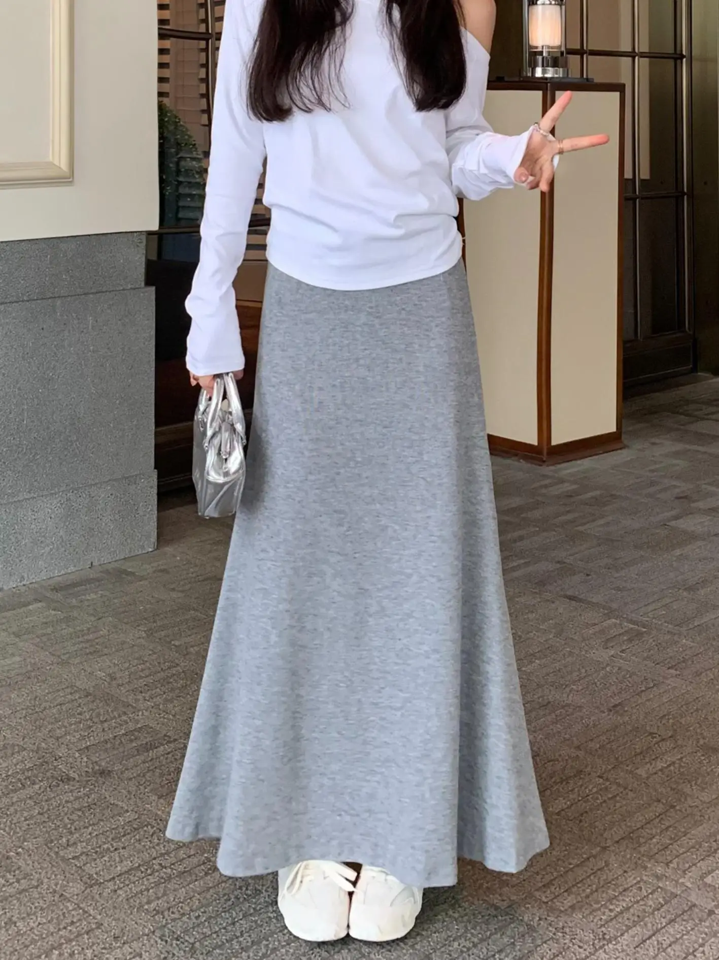 

Bla High Waist Loose Fi Tail Skirt Women's Early Autumn Unique Design f Skirt with Lace Hem Korean Sle Long Dr
