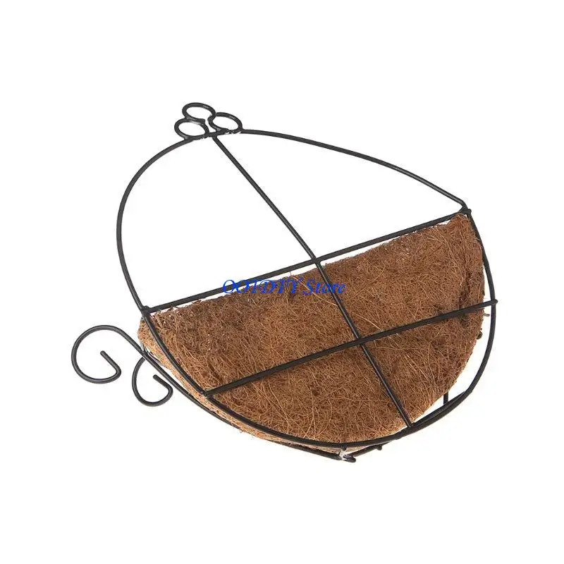 367A Flowerpot Iron Coconut DIY Garden Hanging Planters Wall Baskets Pot Half Round