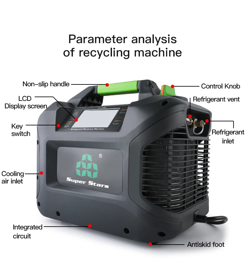 Imagem -05 - Compressor Portátil da Condição de ar da Atac da Máquina da Recuperação do Líquido Refrigerante com Encaixe de Tubulação hp para Todos os Hcfc Hcfc Comuns St520d