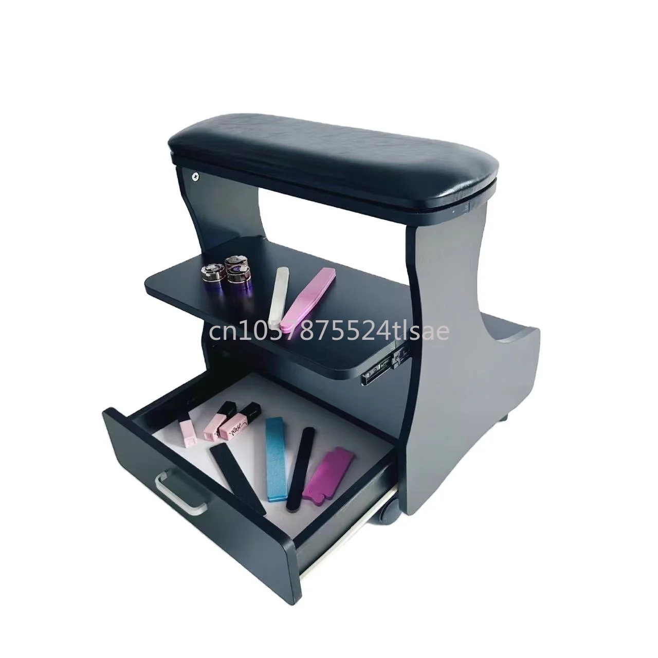 Nail Salon Special Nail Storage Tool Cart, Manicure Foot Support, Leather Pad with Drawer Trolley