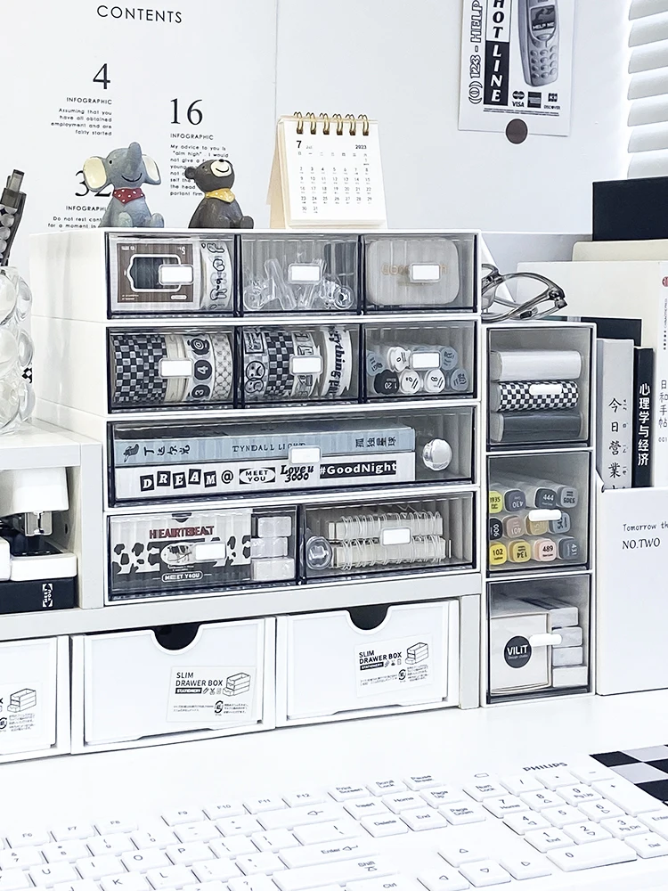 

Прозрачный акриловый настольный органайзер для хранения канцелярских принадлежностей, простой прямоугольный контейнер для организации рабочего стола.