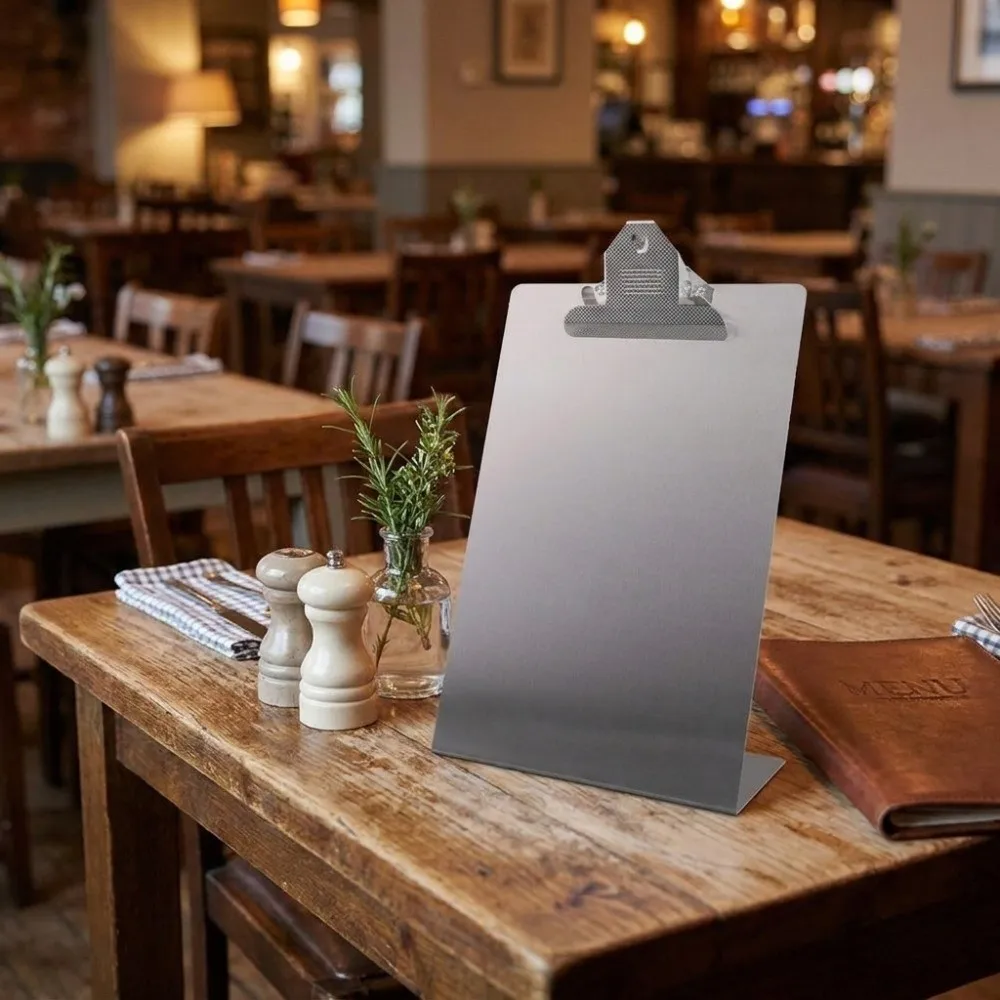 Portable Stainless Steel Menu Clip Stand A4/A5/A7/B6/A6 Non-slip Bill Clip Vertical Waterproof Table Check Holder Banquet