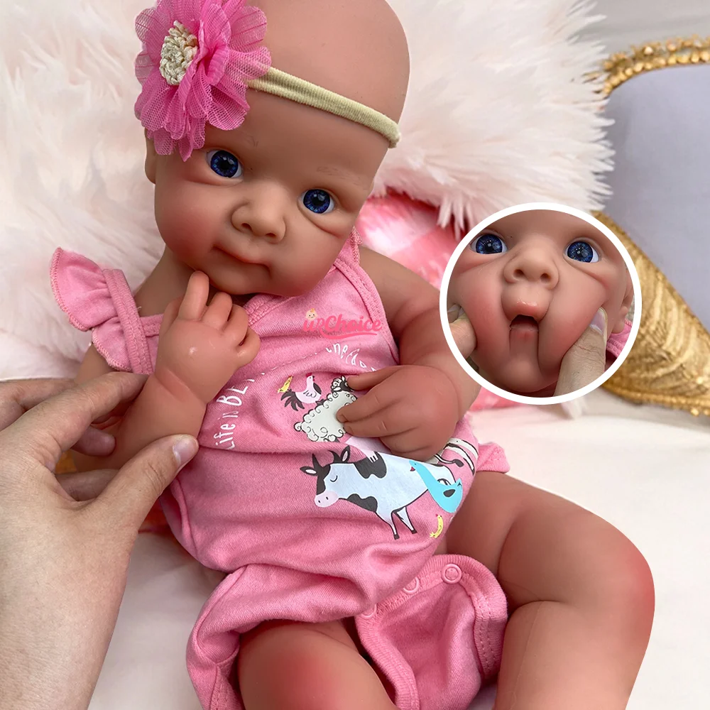 

Open Mouth 21" Silicone Reborn Baby Doll Bettie Washable Handmade Painted Reborn Baby Girl Soft Newborn Doll For Christmas Gift