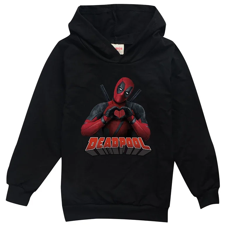 Deadpool Marvel Childern Thin Hooded Movie Cartoon Pullover Long Sleeve Girl Boys Hoodie Sweatshirt Windproof Clothing Tops Gift