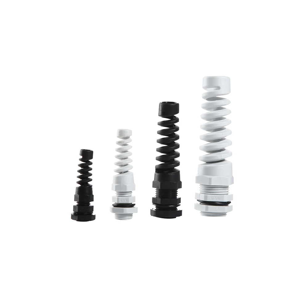 5PCS Nylon PA66 Waterproof Cable Gland Anti-Bending Torsion-proof PG7 PG9 PG11 PG13.5 PG16 PG21 Strain Relief 3mm White