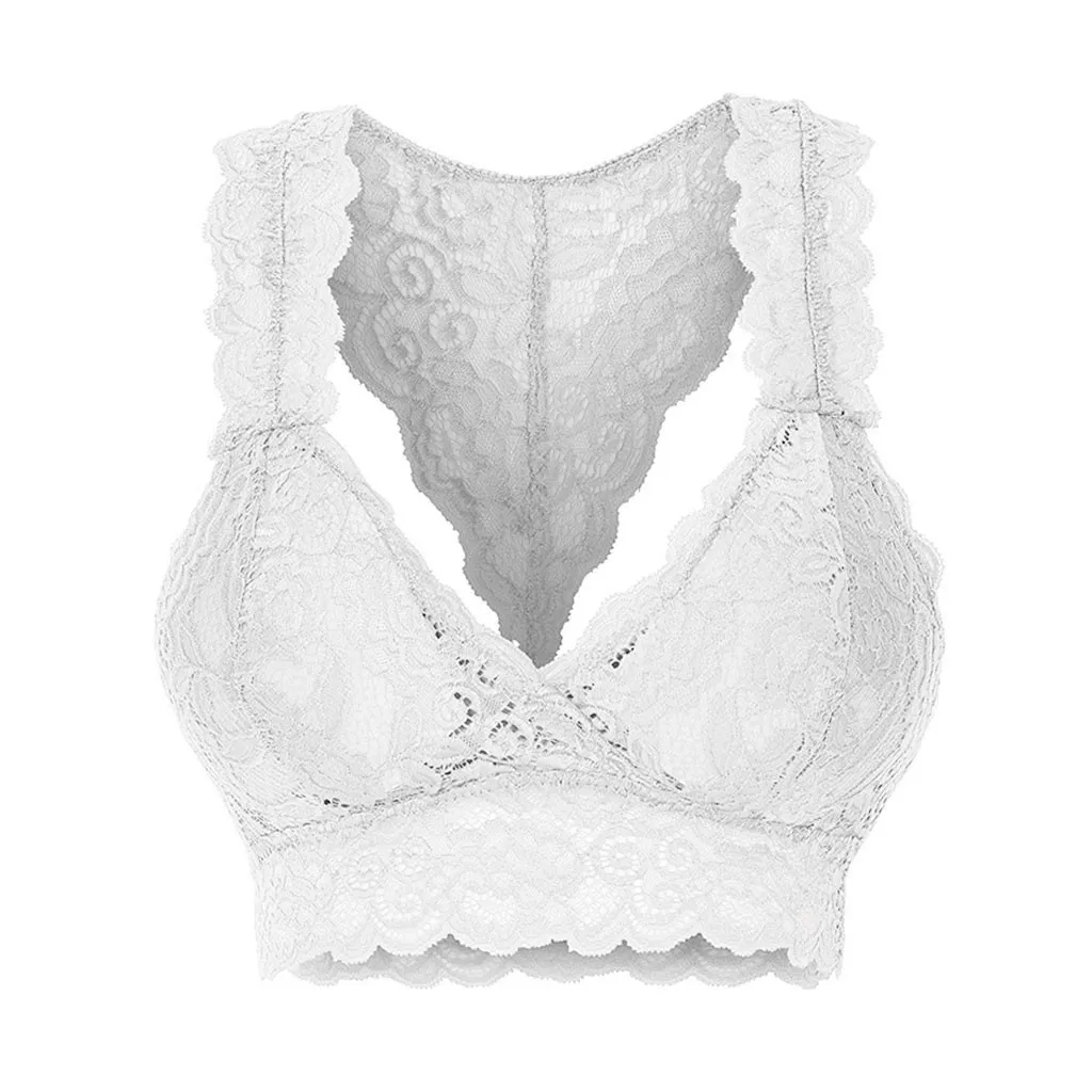 Women's Plus Size Bra Seamless See Through Sexy Lingerie Floral Lace Push Up Bralette Large Size Sports Gym Yoga Beauty Back