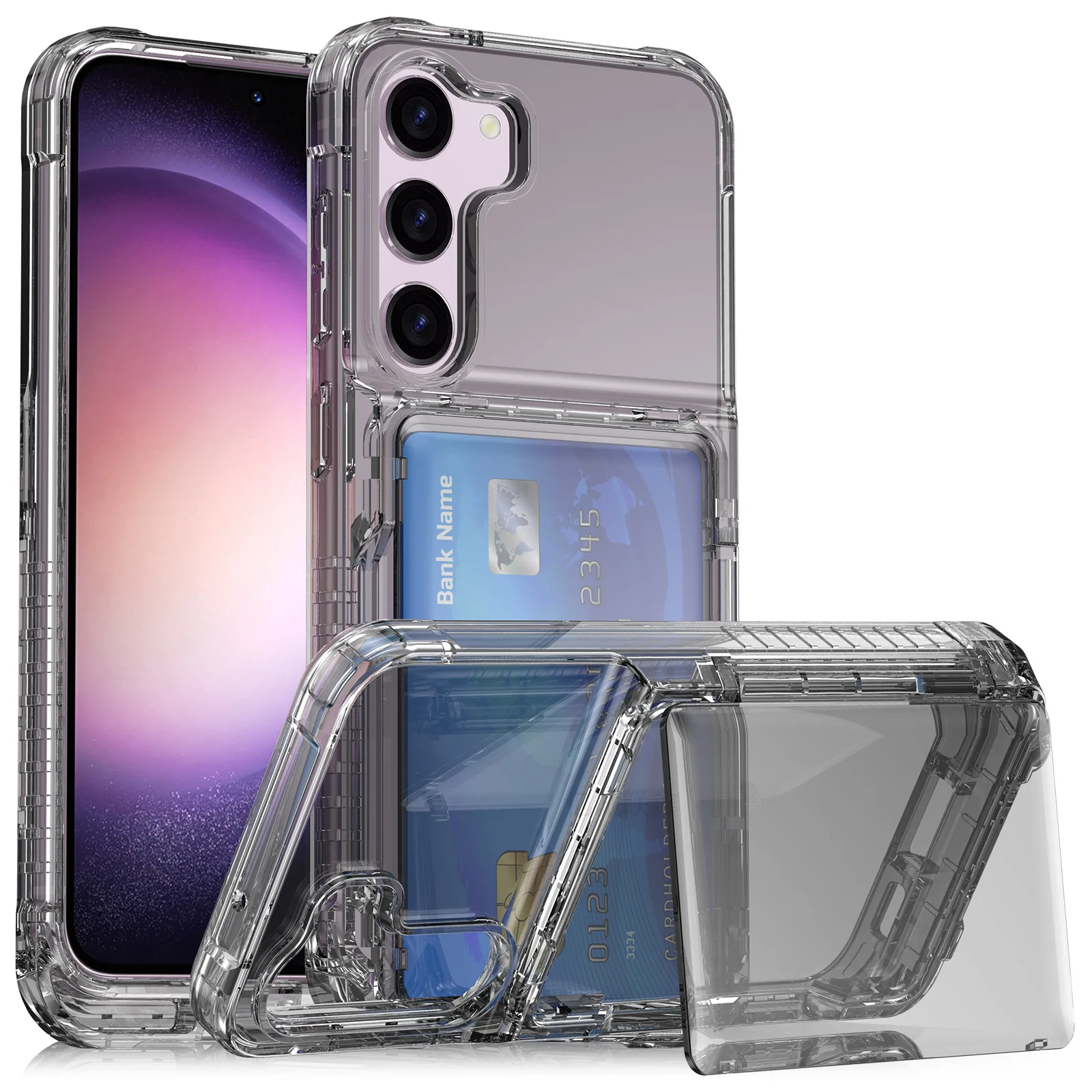 

Clear Wallet Case for Samsung Galaxy S25/S25 Plus/S25 Ultra – Built-in Screen Protector, Slim Card Holder Women Men