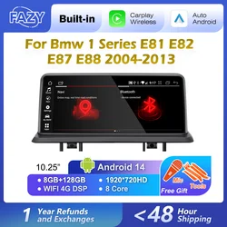 Android 14 Wireless CarPlay Screen For BMW 1 Series E81 E82 E87 E88 2004-2013 Car Multimedia Player GPS Auto Radio Stereo 4G DSP