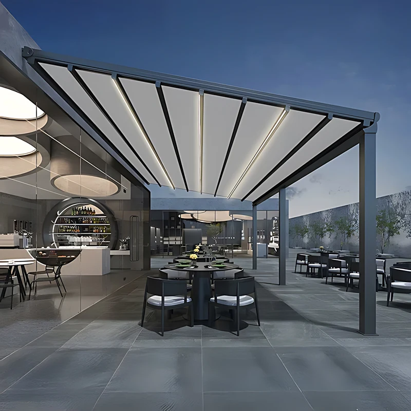 

Outdoor Electric Folding Canopy - Auto-Retractable Rain/Sun Shelter (Villa/Courtyard/Shop) | Mfr Customization