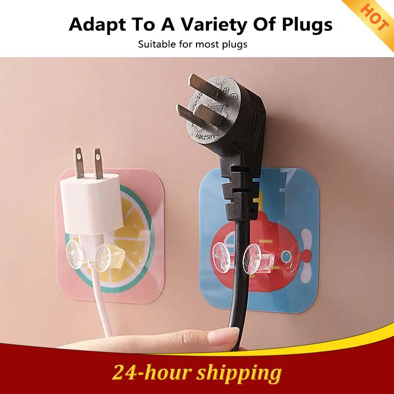 Cartoon Power Cord Storage Rack Chef Plug Hook Strong Adhesive Hook Creative Plug Finishing Bracket Home Organizer Accessories