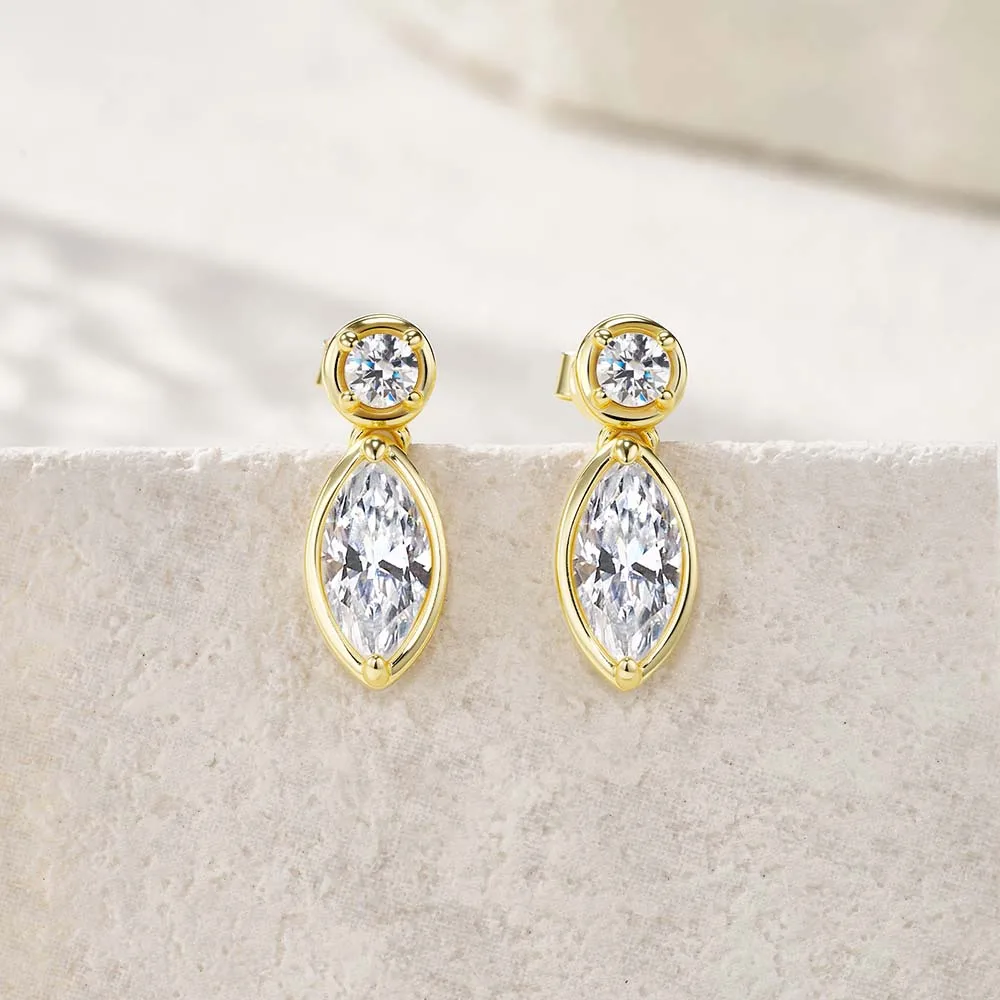 

2.4 cttw Real Moissanite Earrings D Color Lab Diamond Certificate Drop Earring for Women 925 Sterling Silver Ear Stud Jewelry