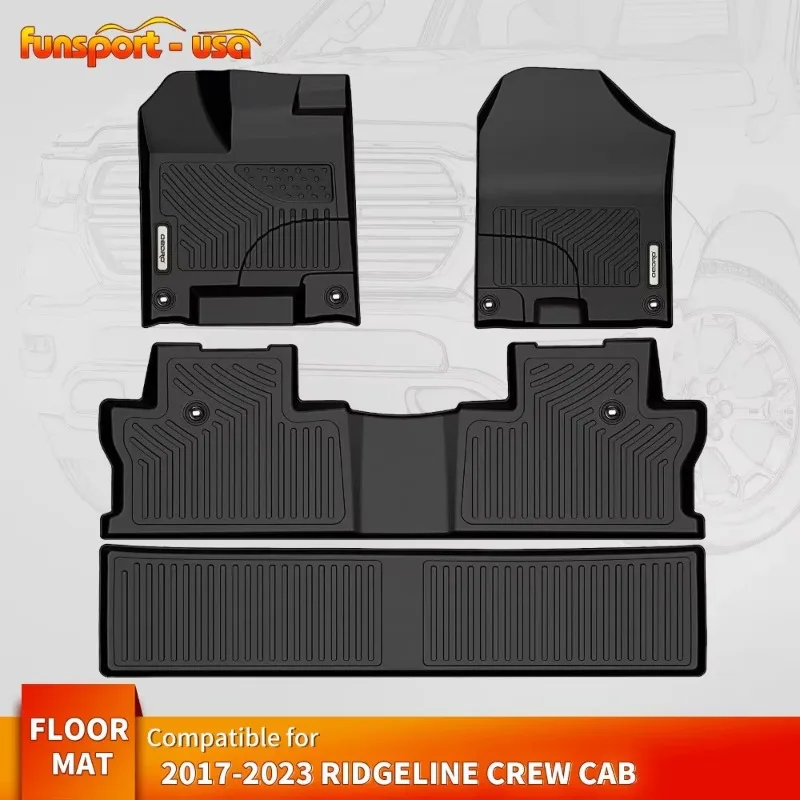 

3 Rows Floor Mats Liners Set for 2017-2023 Honda Ridgeline Crew Cab All-Weather United States