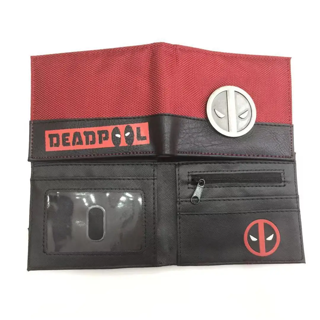 Anime Cartoon Marvel Comics Deadpool Wallet Metal Design Purse Gift for Man Boys