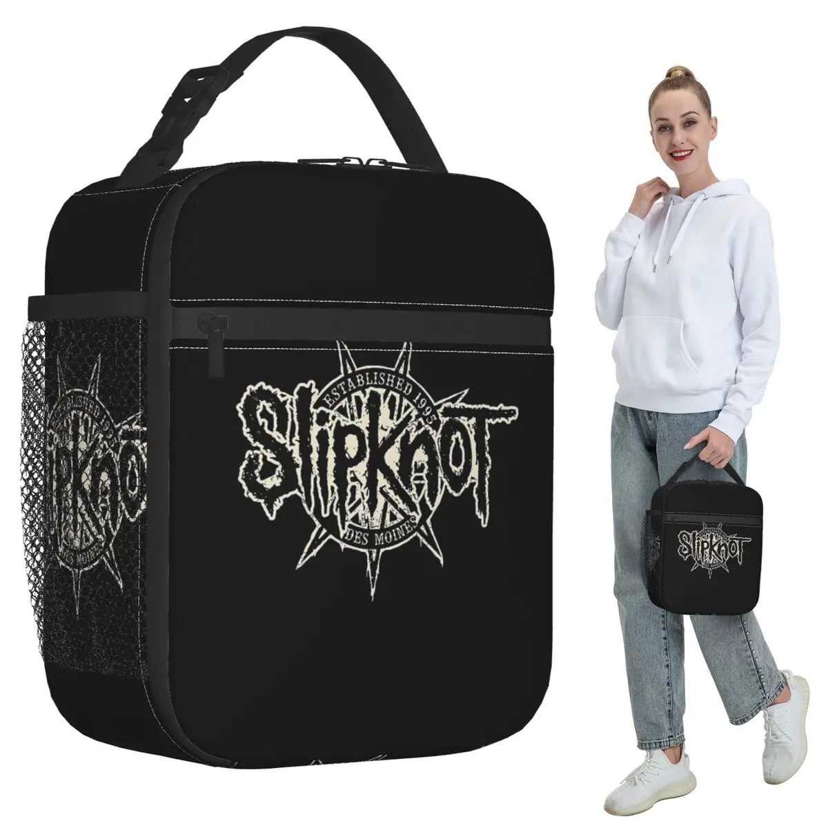 S-Slipknots Heavy Mental Music Insulated Lunch Bag for Women Office Cooler Thermal Food Box Tote Leakproof Lunch Boxes Container
