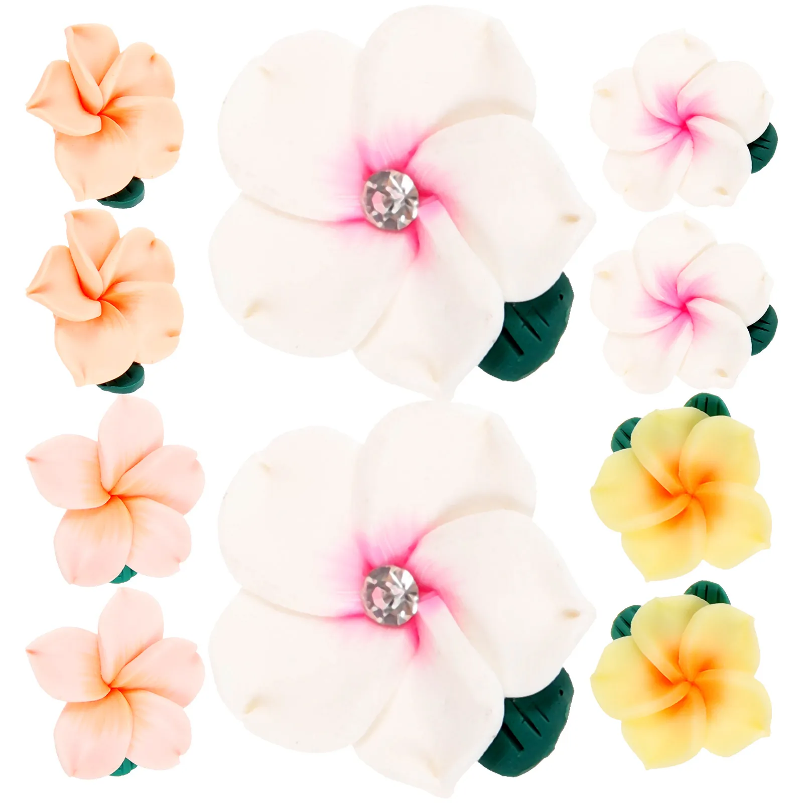 

10Pcs DIY Hair Clip Charms 25Mm Polymer Clay Flower Accessories Craft Decoration