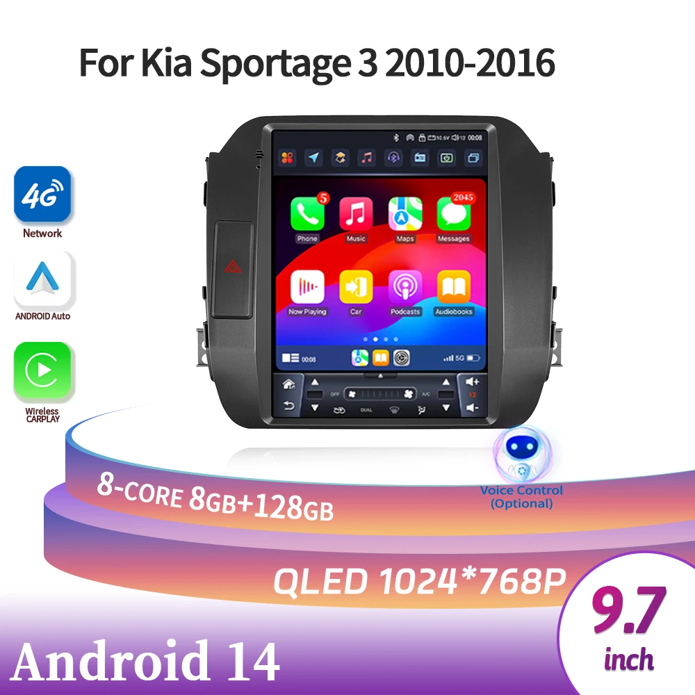 

9.7inch For Kia Sportage 3 SL 2010 2011 2012 2013 2014 2015 2016 Car Radio Android 14 Multimedia Wireless Carplay Touch Screen