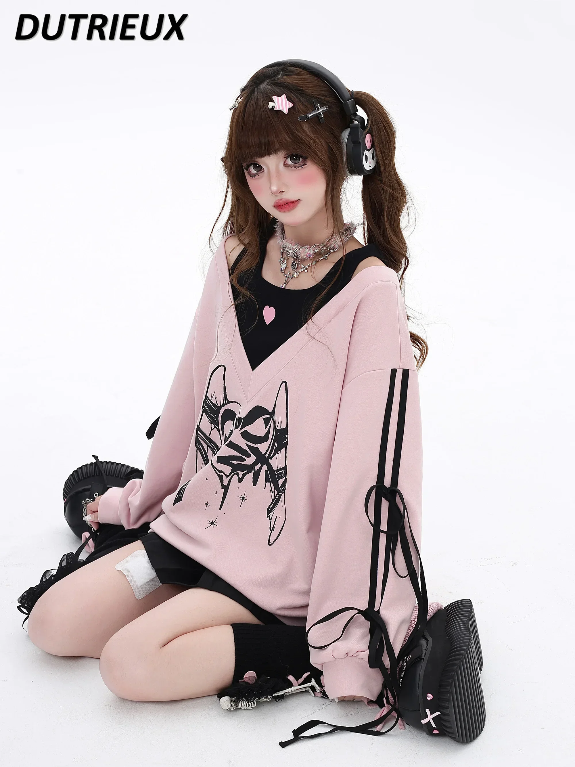 

Japanese Style Hoodies Sweet Cool Loose Sweatshirt Spring Autumn Women's Lomg Sleeve Tops 2024 New Fashion Cute Casual Pullover