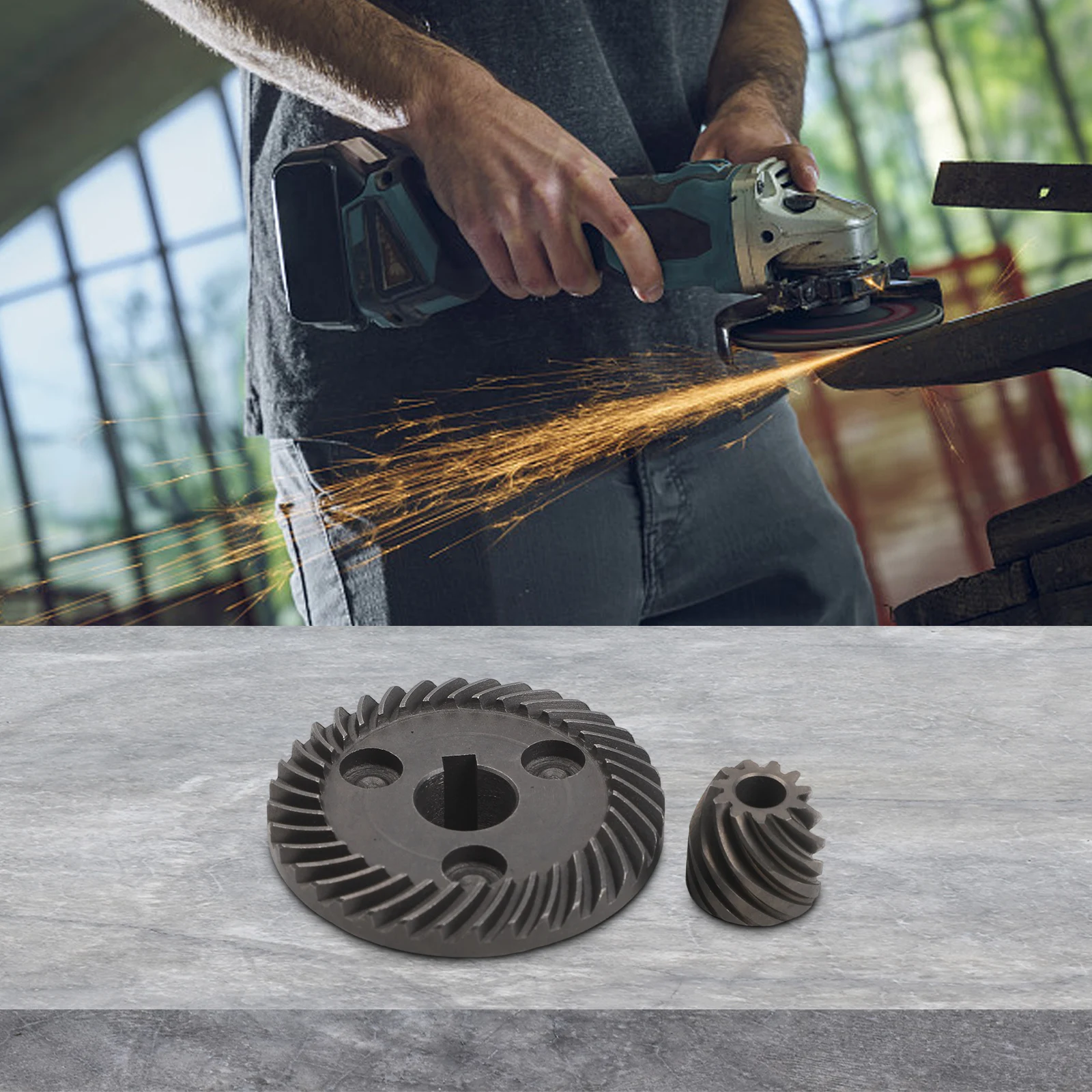 Metal Spiral Bevel Gear Set for 9556NB Angle Sander Replacement Part for Broken Gear Wheel and Shaft Direction Change