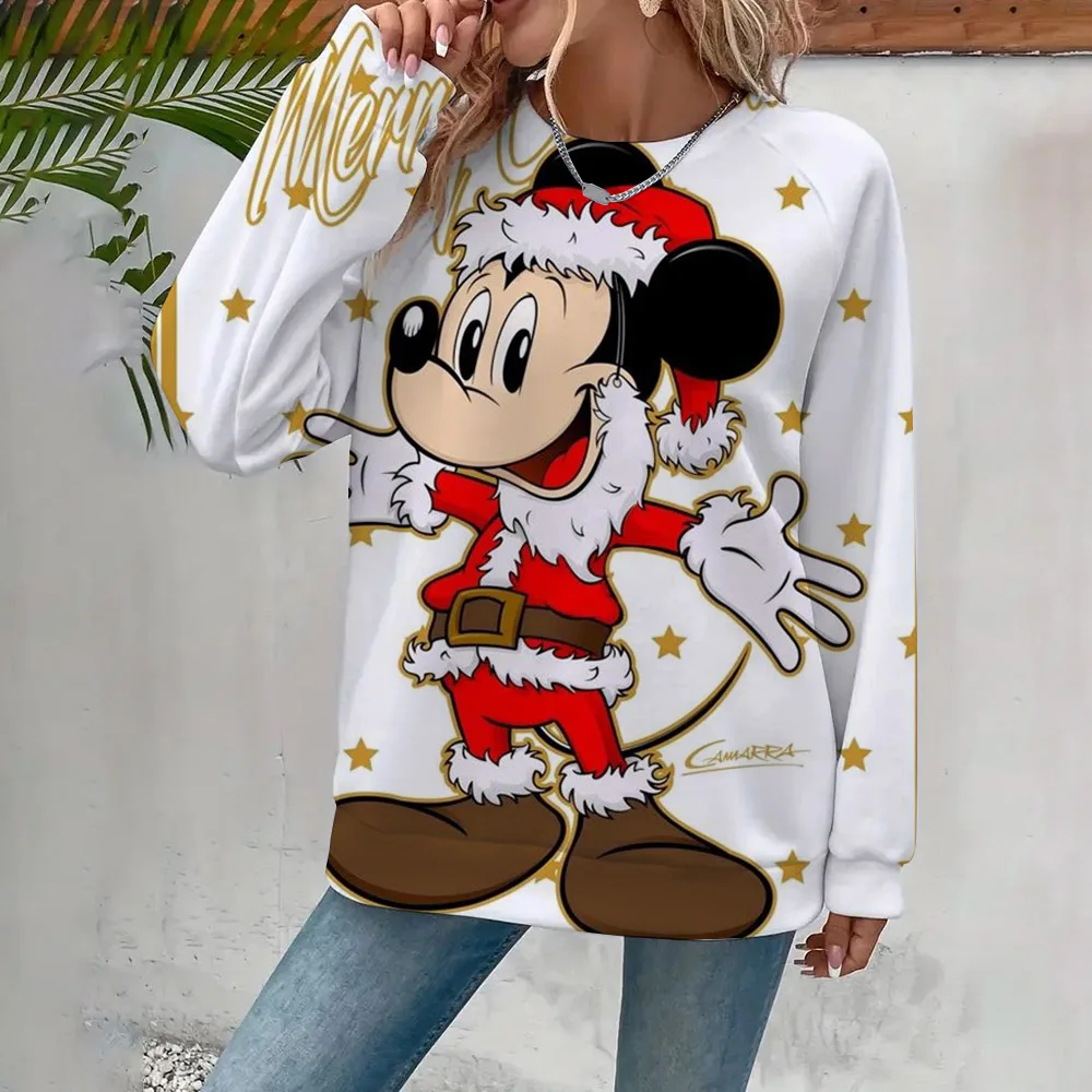 

Christmas New Hoodies Disney Mickey Mouse Women Streetwear Long Sleeve Oversized Pullovers Y2k Hoodie Sweatshirts Woman