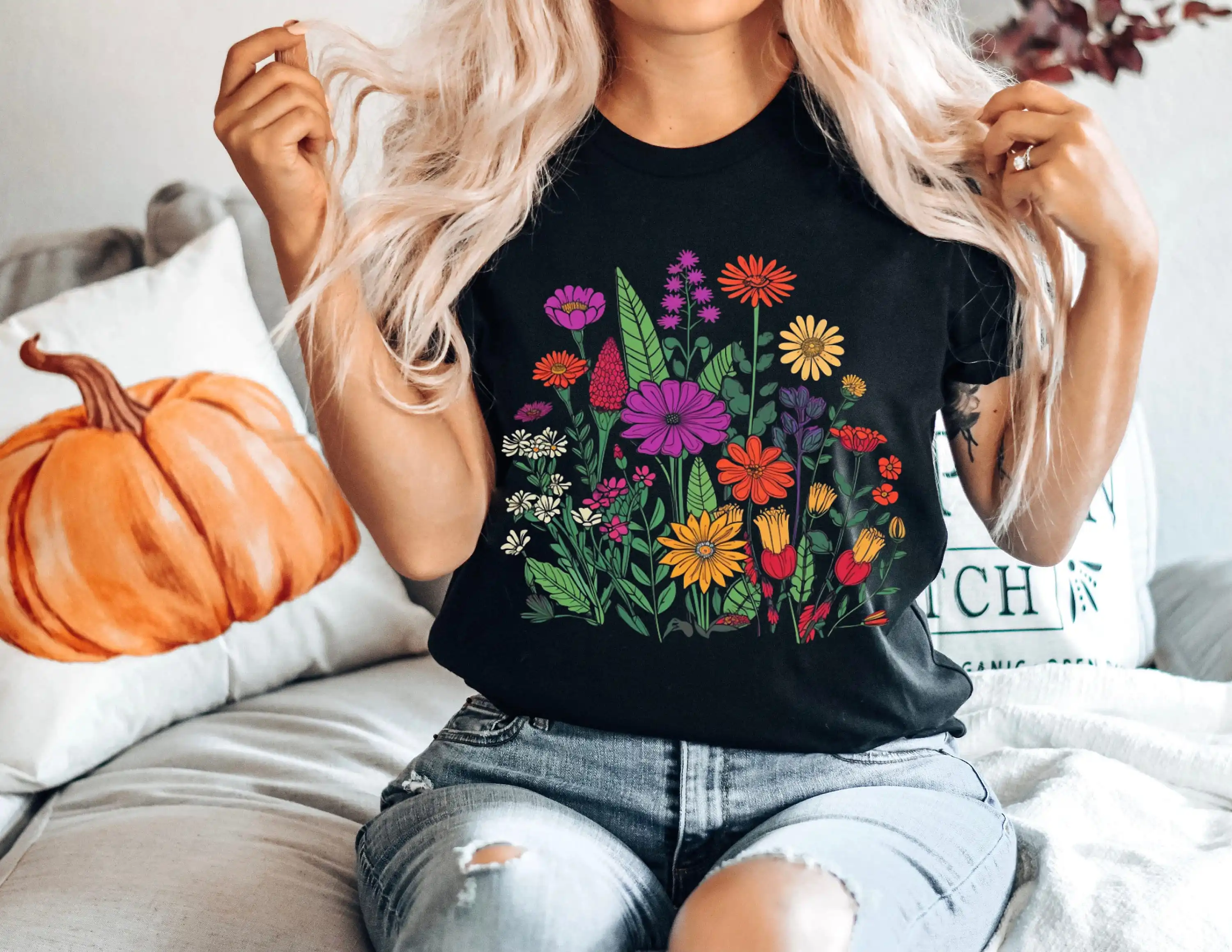 Wild Flowers Shirt Wildflower Tshirt Floral Botanical Nature Lover Ladies Shirts