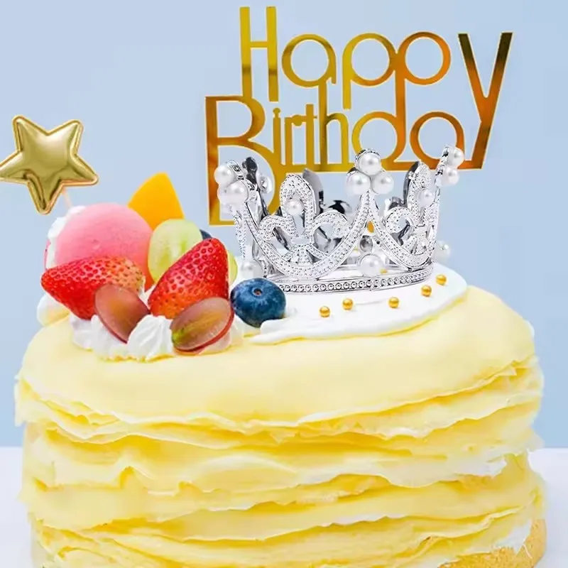 تاج لؤلؤي صغير لتزيين الكيك، زينة للكب كيك، زينة شعر للأطفال، زينة خبز الكيك بنفسك لتزيين حفلات الزفاف وأعياد الميلاد