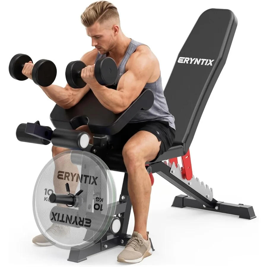 Adjustable Weight Bench, Heavy-Duty Workout Bench, 1600LBS Bench Press with Leg Extension, 21 Adjustable Positions, ISCC Plus C