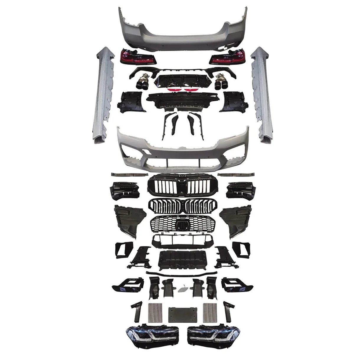 

Комплект кузова автомобиля для BMW 5 серии G38 2018-2020 гг., обновление 2021 M5, передний и задний бампер, фара, задний фонарь