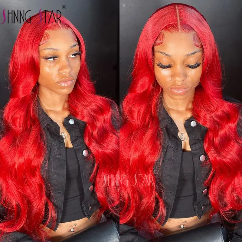 

Body Wave Wig Hot Red Lace Front Wig 13X4 13X6 Hd Lace Frontal Wig Human Hair Pre Plucked Wig 32" Lace Front Wig For Black Women