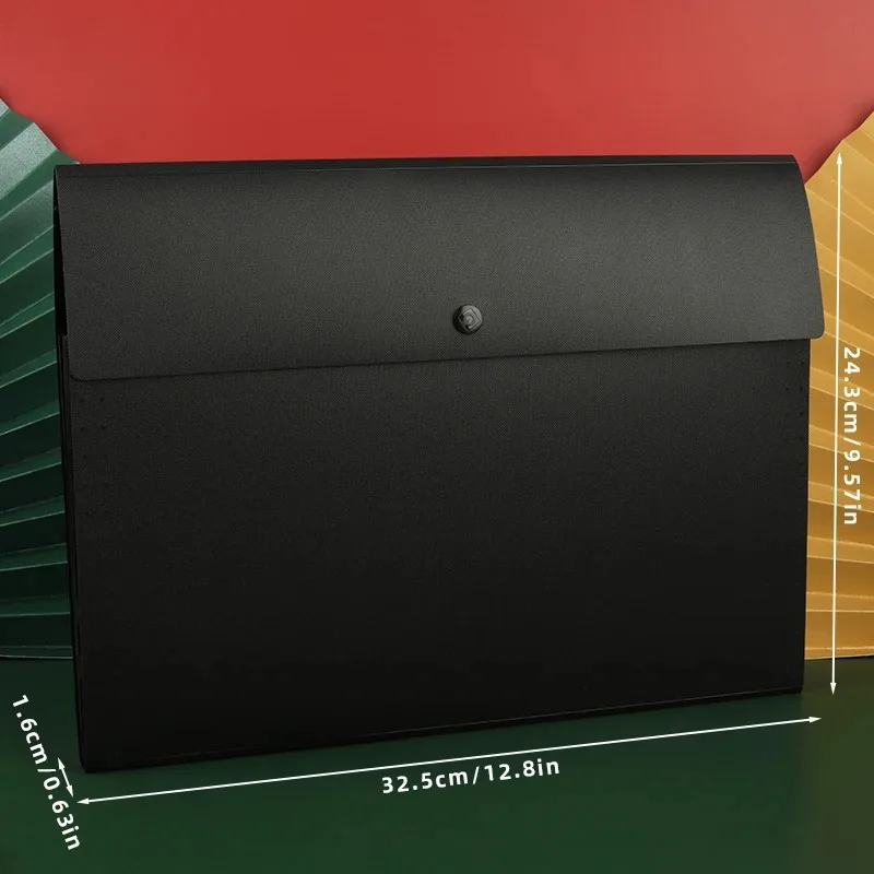 Recently Popular A4 Horizontal Folder Multi-layer Student Storage Bag 5 Layers Test Paper  Press Button Large Capacity