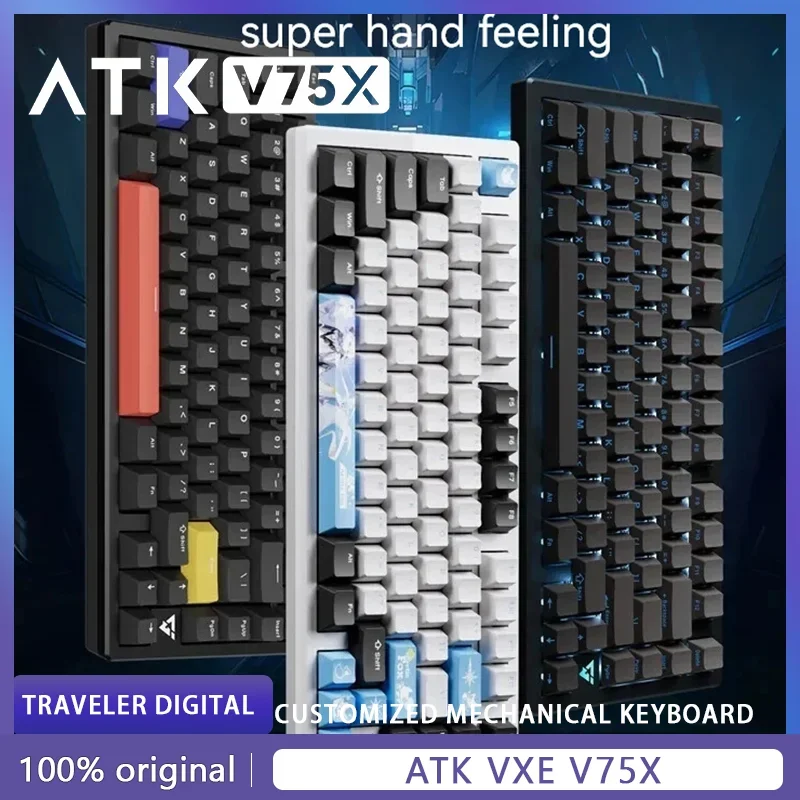 

Atk Vxe V75x Mechanical Bluetooth Wireless Keyboard Aluminum Alloy Top 75% 80keys Cover Tri-Mode Hot-Swap Gasket Game Keyboard