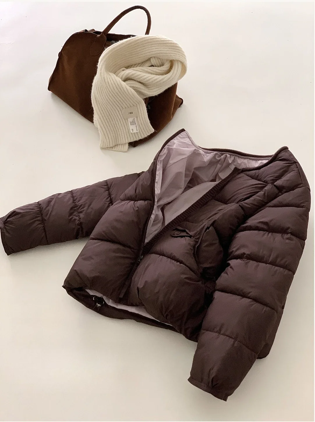 2026 Winter Women's Jacket Korean Patchwork Zipper Stylish Parkas Minimalist Versatile Coat Warm O-Neck Cotton Padded Outerwear